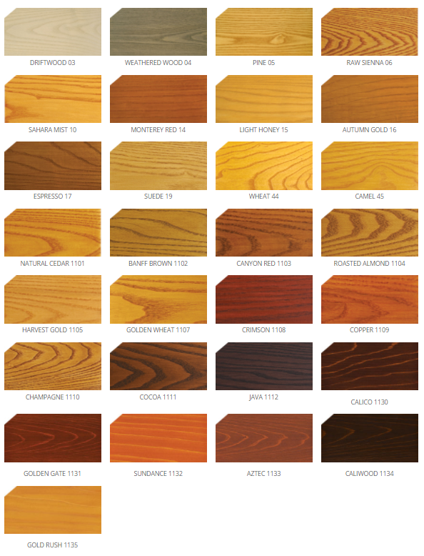 Sansin Stain Color Chart